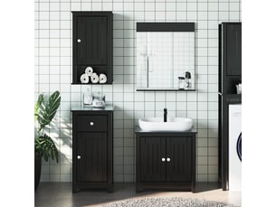 Ensembles de salle de bain, meubles de salle de bain 3 pcs berg noir bois de pin massif cf64776