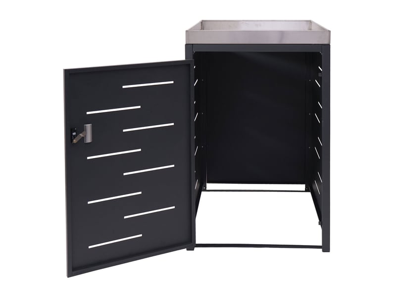  Cache poubelle simple avec bac à plantes 125x69x84 cm acier galvanisé acier inoxydable extensible anthracite 04_0005709  - Conforama C