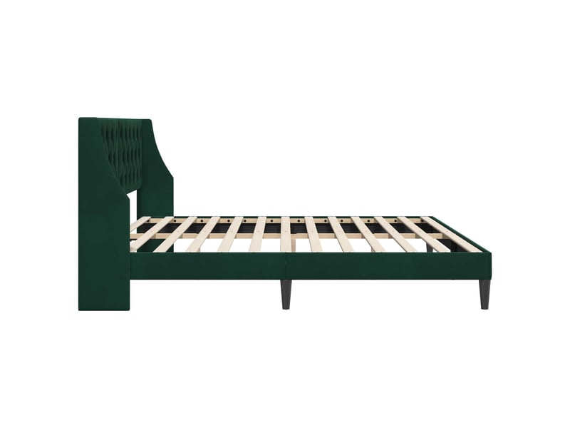 Lit double- lit adulte - cadre de lit avec tête de lit vert foncé 200 x 200 cm velours - Conforama D