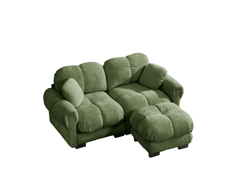  Canapé d'angle modulable en l, 2 places, avec pouf amovible, montage facile, 190 x 149 x 90 cm, vert  - Conforama A