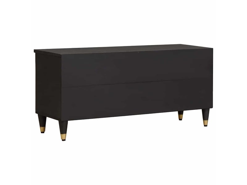  Meuble tv - banc tv - meuble de rangement noir 100 x 33 x 46 cm bois de mangue massif  - Conforama E