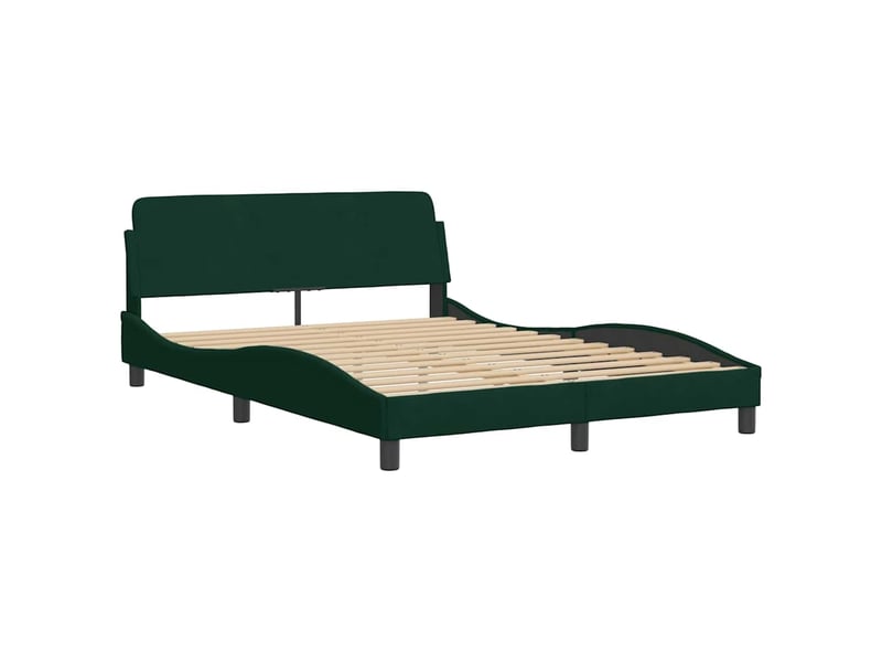  Lit double- lit adulte -  cadre de lit dover vert foncé 140x200 cm velours  - Conforama B