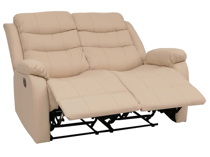  Fauteuil cinéma 2 places relax tv avec accoudoirs et fonction inclinable similicuir crème 04_0009406  - Conforama E