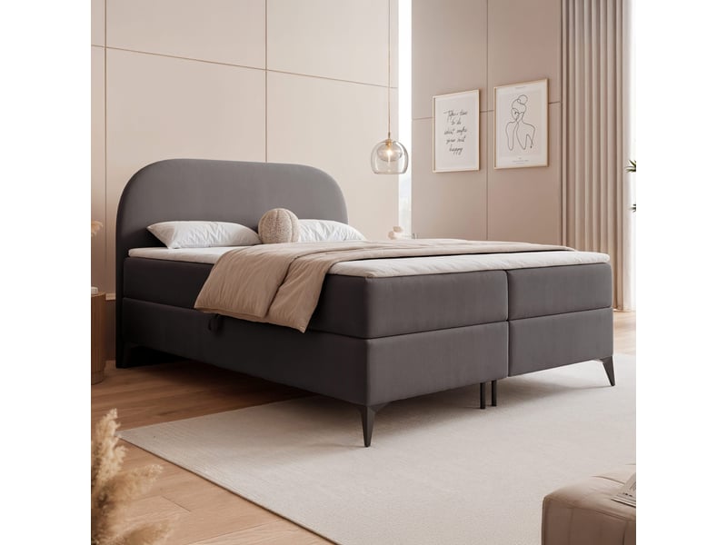 Lit coffre noelia - 140x200 cm - avec matelas - velours élégant brillant - gris foncé NOELIA - Conforama B