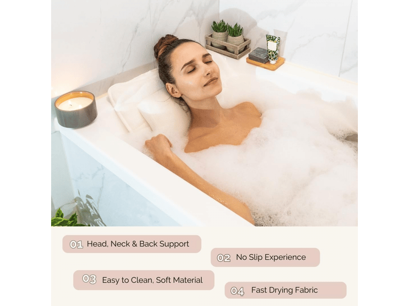 Oreiller de bain intégral - accessoire de baignoire idéal pour un bain relaxant, cadeau parfait pour les femmes - Conforama D