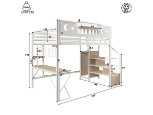 Lit mezzanine 140x200 cm <strong></strong> <strong></strong> coloris blanc