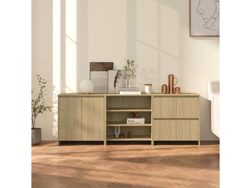  Buffets 3 pcs - bahut - meuble de rangement chêne sonoma bois d'ingénierie  - Conforama B