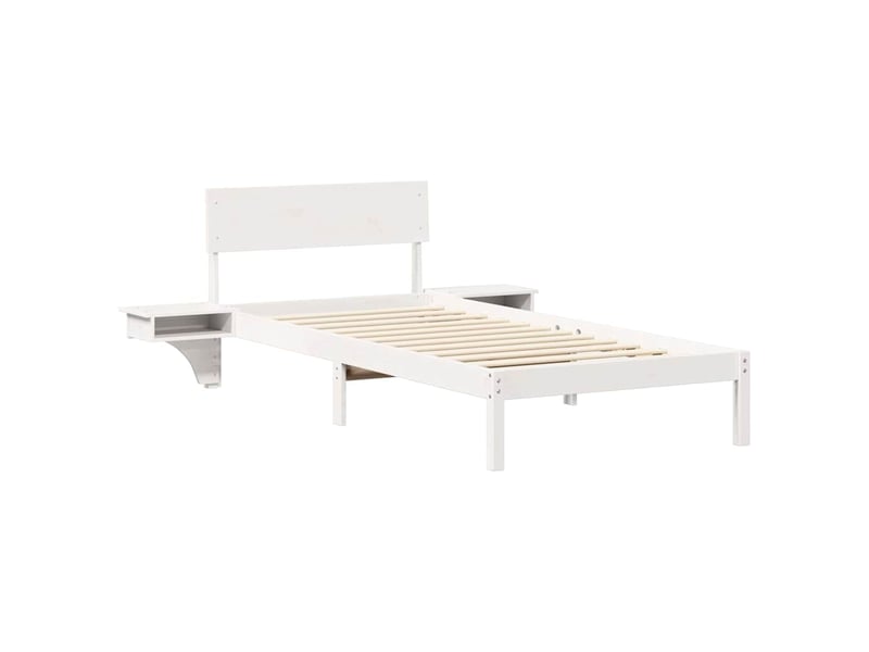 Lit simple- lit adulte - cadre de lit avec tête de lit blanc 90 x 200 cm pin massif - Conforama C