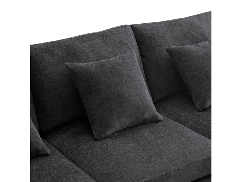 Canapé modulable 6 places en tissu gris avec 2 poufs, configuration u ou l pour le salon contemporain - Conforama D