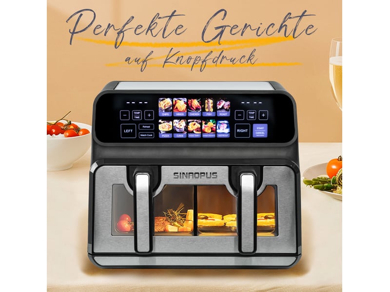  Friteuse à air 9 l 35x26x32 cm double compartiment 2200 w noir  - Conforama B