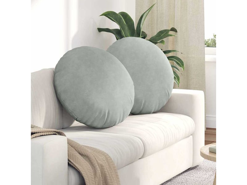  Lot de 2 coussins de siège, coussins décoratifs gris clair ø 40 x 13 cm velours cf59930  - Conforama B
