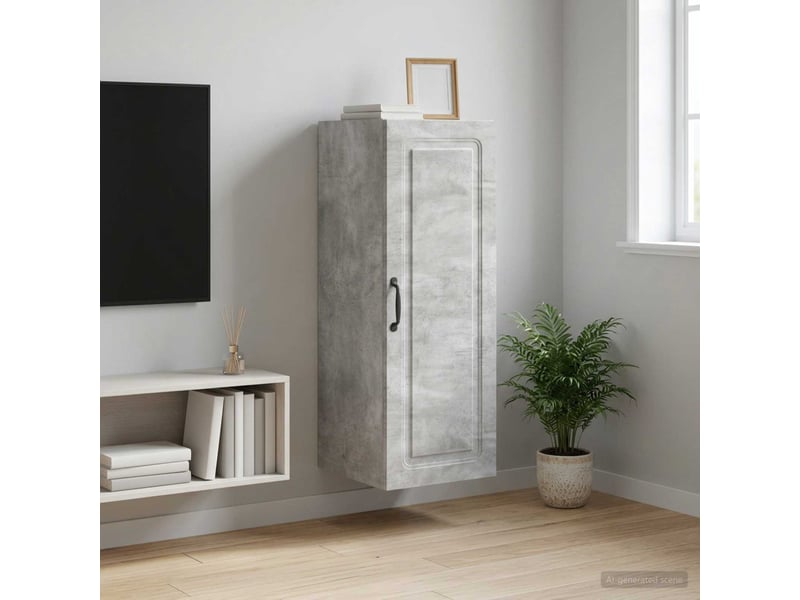  Armoire murale salon, meuble de rangement 33x34,5x90cm bois d'ingénierie gris béton shl340  - Conforama B