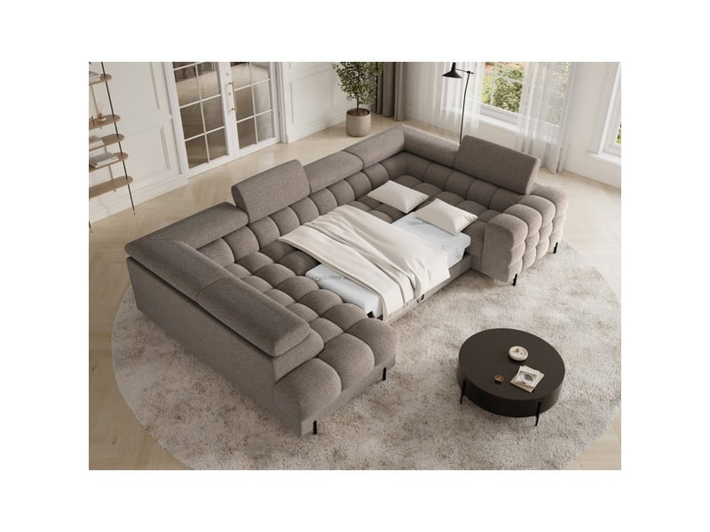  Canapé panoramique convertible factory 3 places marron – angle gauche avec coffre  - Conforama B