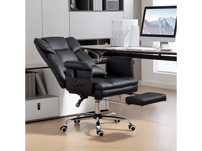  Fauteuil de bureau falac massage repose pieds réglable noir  - Conforama C