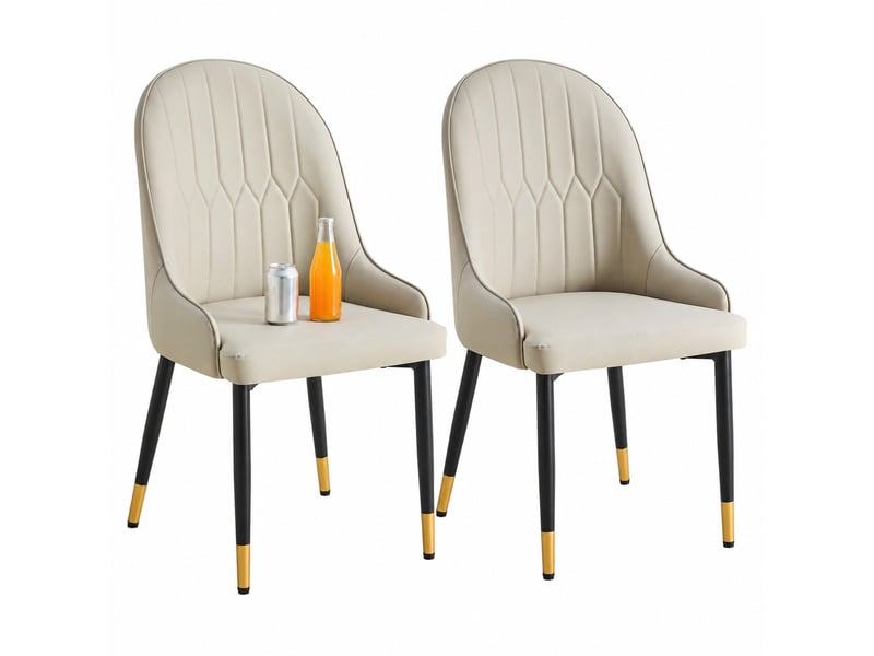  Lot de 2 chaises de salle à manger,similicuir pu,gris chaud et noir  - Conforama A