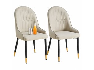 Lot de 2 chaises de salle à manger,similicuir pu,gris chaud et noir