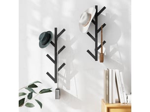 Porte-manteau patère murale en métal lot de 2-41cm vertical porte manteau mural avec 6 crochets, pour suspendre vestes, manteaux- noir