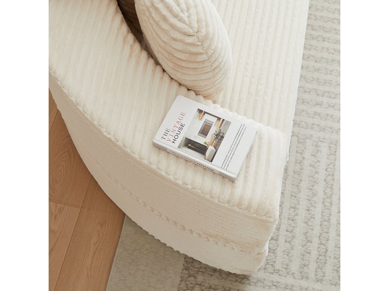 Canapé lit 4 en 1 modulable, canapé convertible rond en velours côtelé beige, 1 place - Conforama W