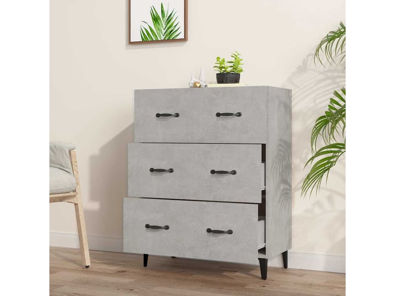  Buffet - bahut - meuble de rangement gris béton 69,5x34x90 cm bois d'ingénierie  - Conforama C