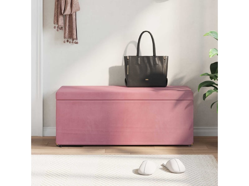 Tabouret bas, ottoman rose 101x41x40 cm velours et bois composite - Conforama C