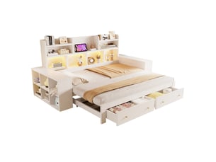 Lit banquette 90x200 cm <strong>MODFU</strong> <strong></strong> coloris blanc