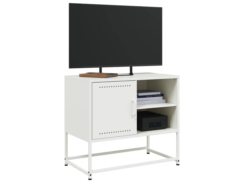  Meuble tv - banc tv - meuble de rangement blanc 68x39x60,5 cm acier  - Conforama E