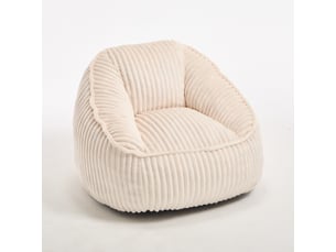 Fauteuil 1 place - 98x92x73cm - fauteuil pouf en mousse à mémoire de forme et peluche rayée - beige