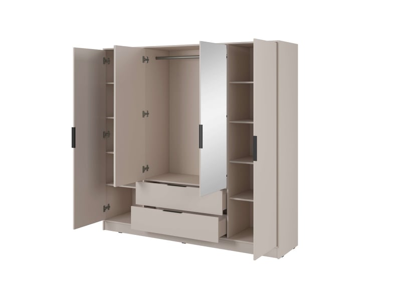 Armoire mirage 4 portes dont 2 miroirs avec penderie - beige MIRAGE - Conforama D
