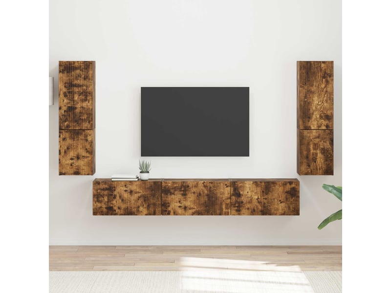  Ensemble meuble tv - banc tv - meuble de rangement 4 pcs chêne fumé bois d'ingénierie  - Conforama B