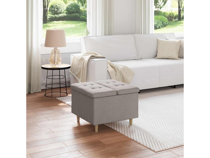  Ottoman, repose pied salon avec rangement taupe 60x60x45 cm tissu  - Conforama B