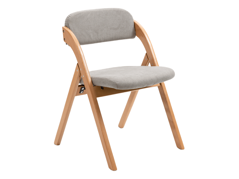  Lot de 2 chaises pliantes 60x52,5x79 cm, faciles à ranger, assise matelassée, bois, housse amovible, gris  - Conforama A