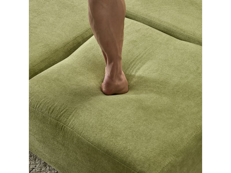 Canapé modulable chenille vert 201x75cm - canapé lit multifonction avec housse amovible pour studio et bureau - Conforama E