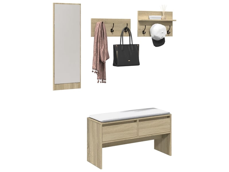  Ensemble de meubles de couloir 4 pcs chêne sonoma  - Conforama B