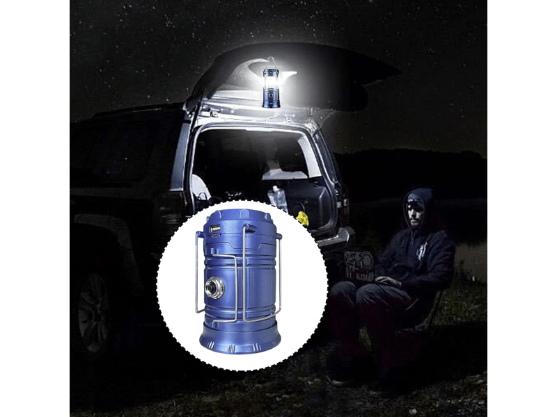 Lampe de camping, lampe solaire portable et pliable, 3 modes d'éclairage avec poignée pour activités en plein air - Conforama C