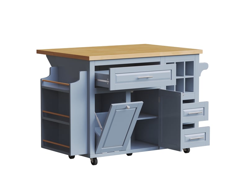  Chariot de cuisine 143x75x91 cm fonctionnel mdf bleu  - Conforama A