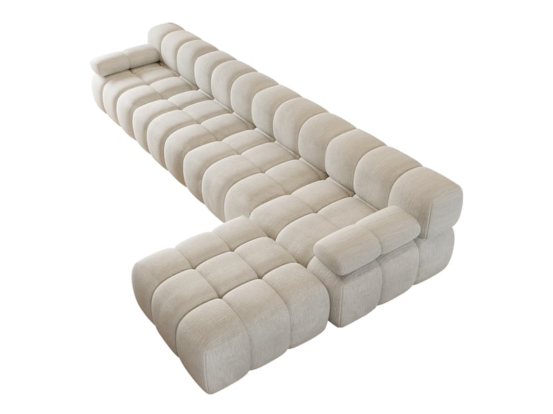  Canapé d’angle en l 5 places 400x200x68 cm en chenille blanc  - Conforama A