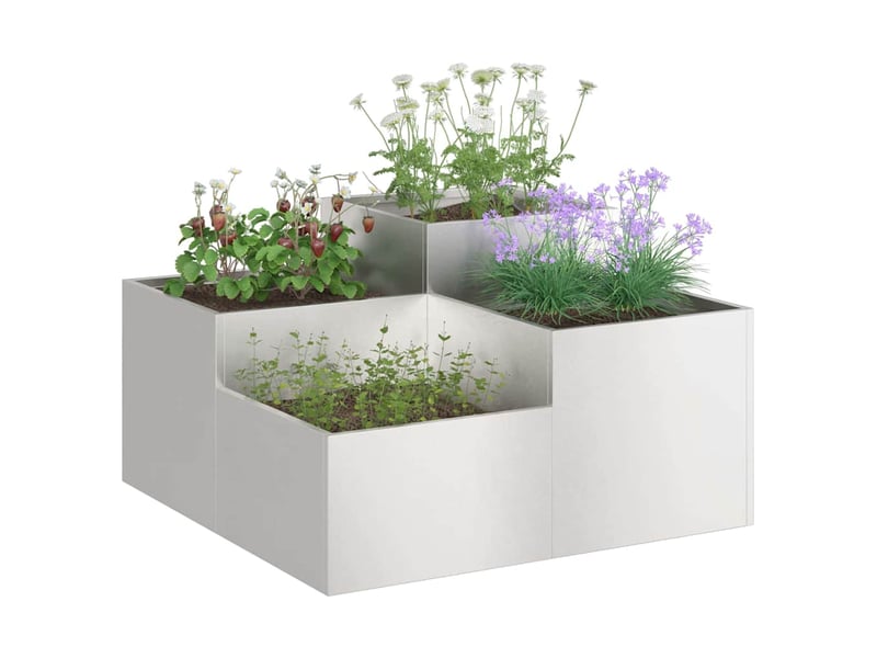  Jardinière - cache-pot de jardin argent 80 x 80 x 48 cm acier inoxydable  - Conforama C