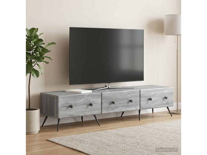  Meuble tv - banc tv - meuble de rangement sonoma gris 147 x 34,5 x 30 cm bois d'ingénierie  - Conforama D