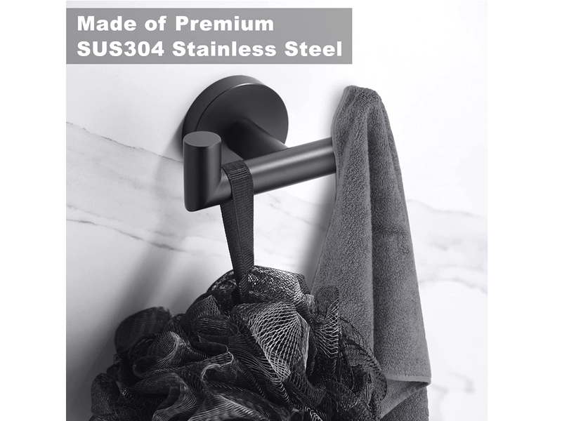  Lot de 4 crochets porte-serviettes en nickel brossé pour salle de bain de cuisine, double support robuste pour suspendre les serviettes, support mural  - Conforama D