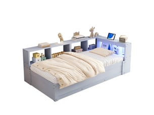 Lit coffre 90x200 cm coloris gris