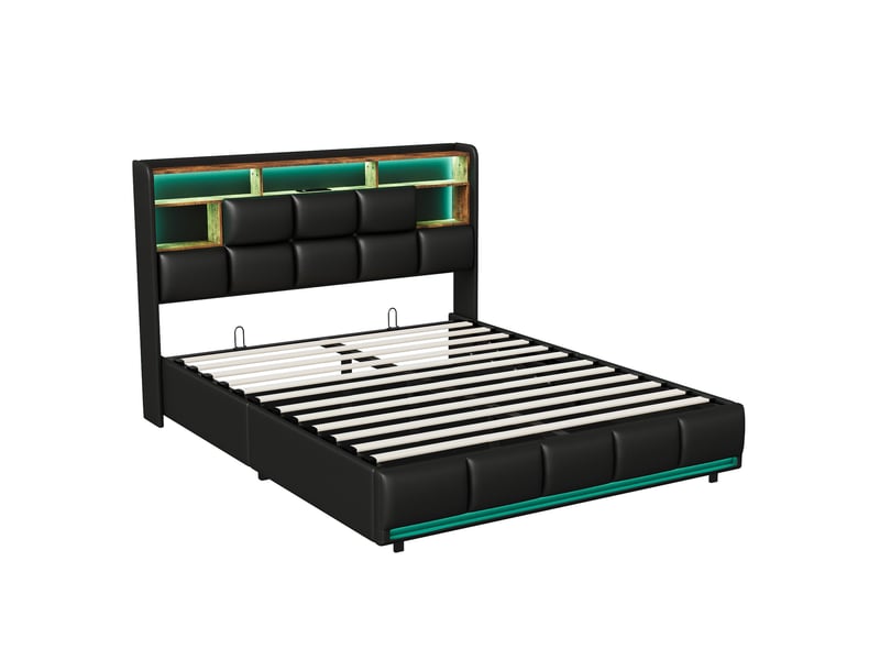 Lit coffre ezssw 140 x 200 cm coloris noir - Conforama A