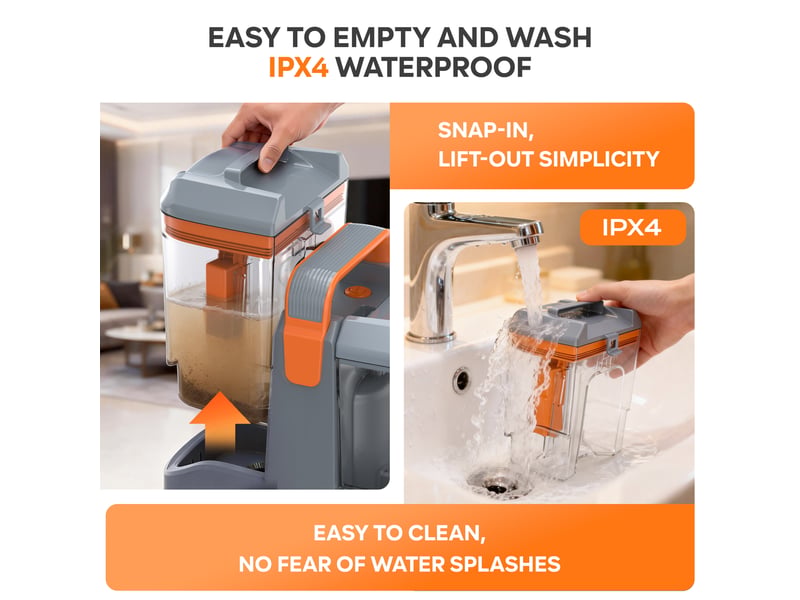 Shampouineuse 450w 13kpa, nettoyeur canapé tissu et tapis, aspirateur laveur pour canapé, voiture et matelas, avec 3 brosses et double réservoir autonettoyant, portable léger 2,6kg C9S - Conforama R