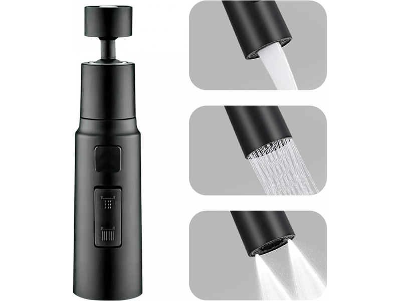  Robinet d'évier de cuisine, rotation à 360 degrés, 3 modes, avec aérateur (noir)  - Conforama A