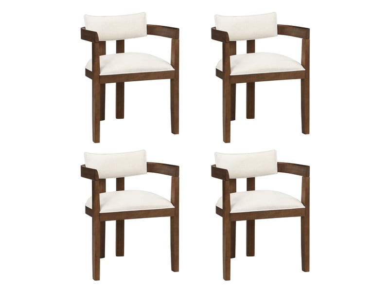  Lot de 4 chaises de salle à manger 60,5x57,5x78,5 cm, en bois, couleur noyer, avec accoudoirs, design classique  - Conforama A