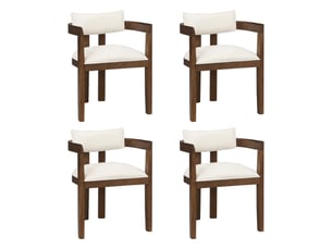 Lot de 4 chaises de salle à manger 60,5x57,5x78,5 cm, en bois, couleur noyer, avec accoudoirs, design classique