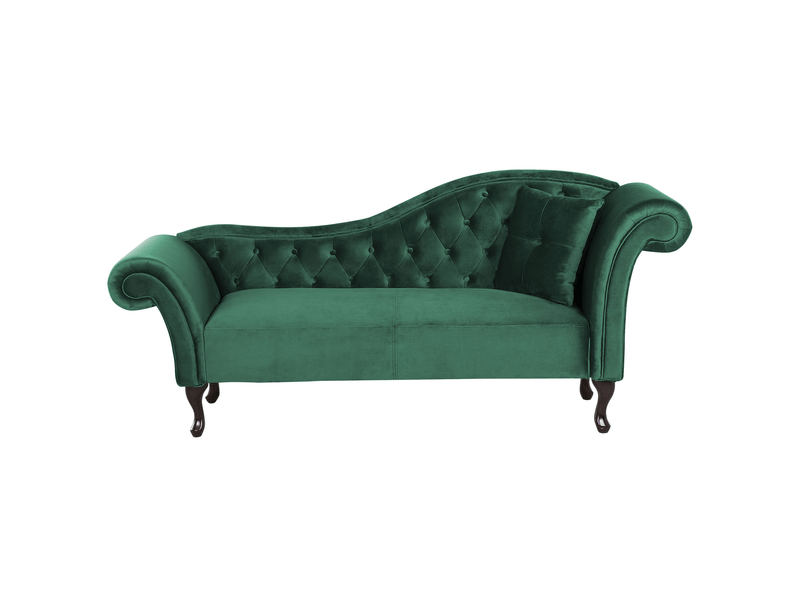  Chaise longue côté droit lattes velours vert foncé  - Conforama A
