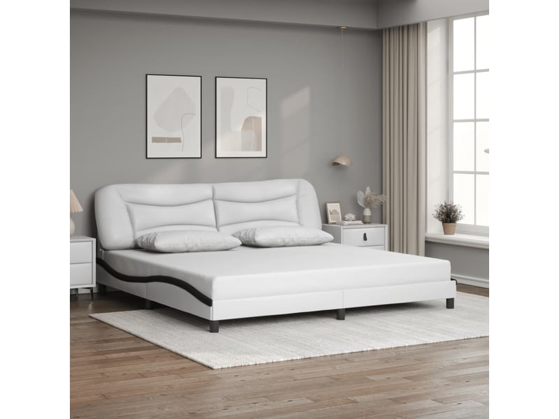 Lit adulte, lit double, cadre de lit avec led sans matelas hvar blanc et noir 200x200cm cf599 - Conforama D