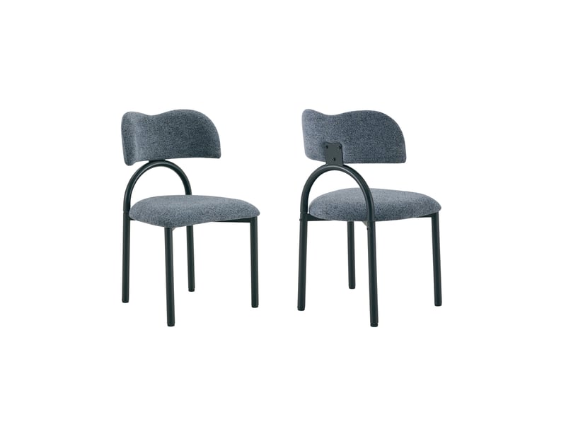  Chaises de salle à manger modernes, lot de 2, assise et dossier rembourrés, métal noir  - Conforama A