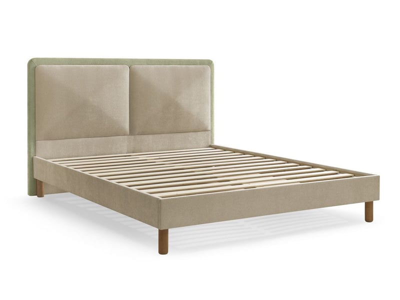  Bobochic lit mara tissu texturé bicolore avec lattes massives tilleul 180x200 MARA - Conforama A