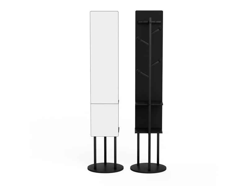 Portemanteau noir pivotant à miroir intégral en acier et panneau de particules - Conforama R